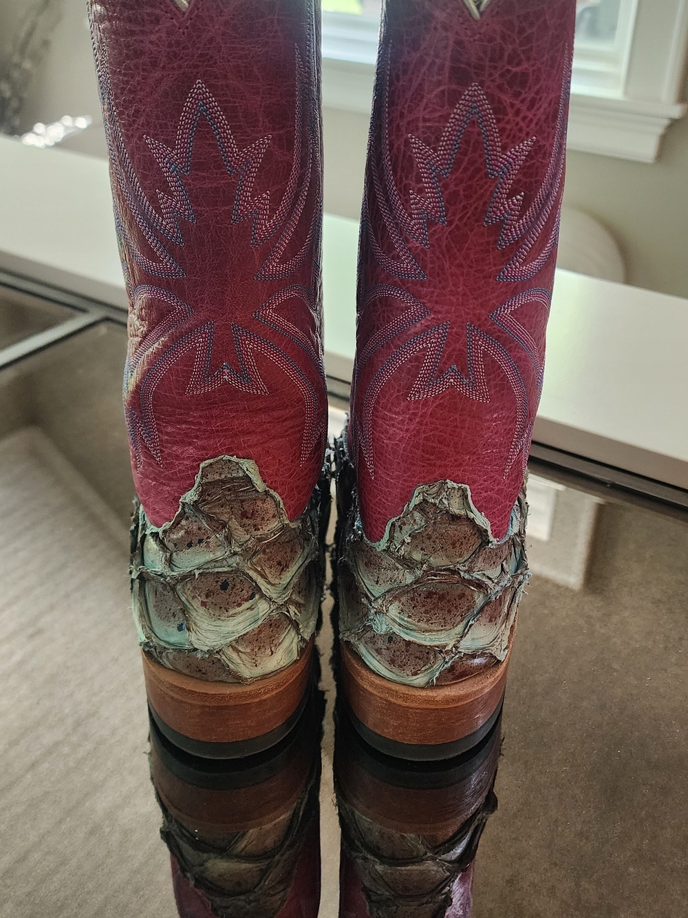 Exotic Big Bass ANDERSON BEAN Cowboy Boots with Berry Shaft 9 WOMENS NEW - Picture 6 of 7